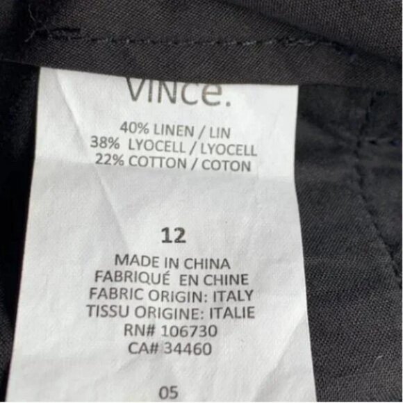 Vince Navy Blue Linen Blend Cuffed Hem Shorts Size 12 - Picture 5 of 5